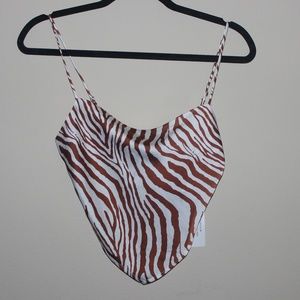 S | Cotton Candy LA Brown and White Tiger Tie Top